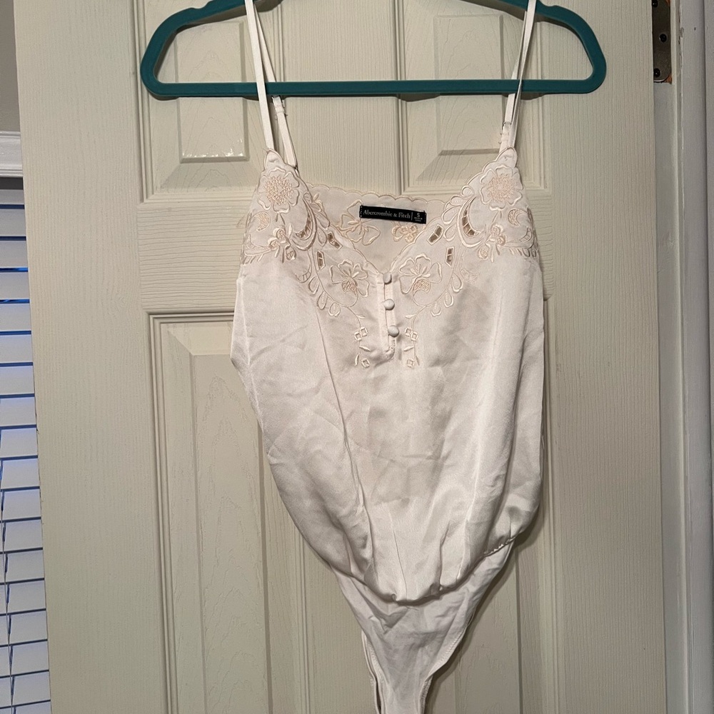 White Embroidered Bodysuit